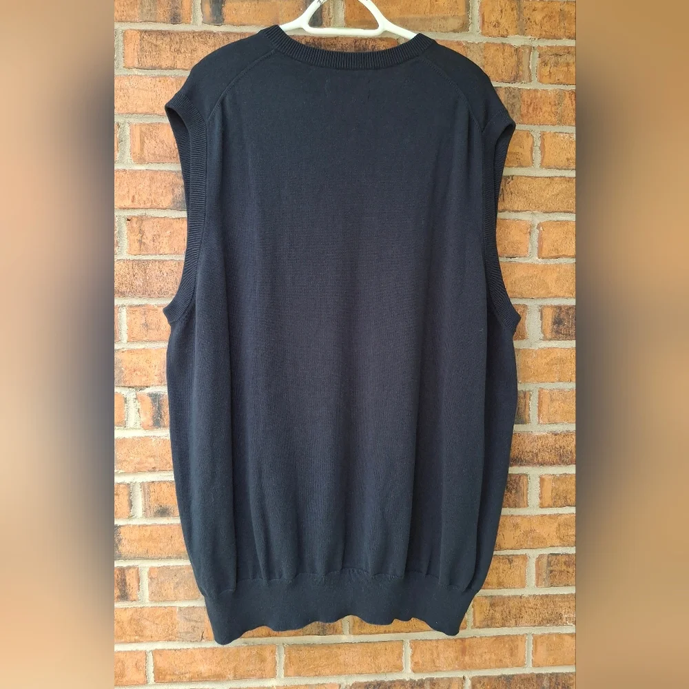 Men's New Navy Blue Chaps V-Neck Sleeveless Sweater Vest Size 2XLT